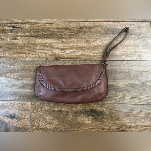 Vintage Lucky Brand Brown Leather Clutch Bag, Y2K Clutch - Picture 8 of 12